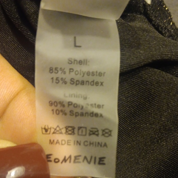 NWT! Eomenie Sophisticated Black One-Piece Swimsuit with Gold Accent - Picture 7 of 7